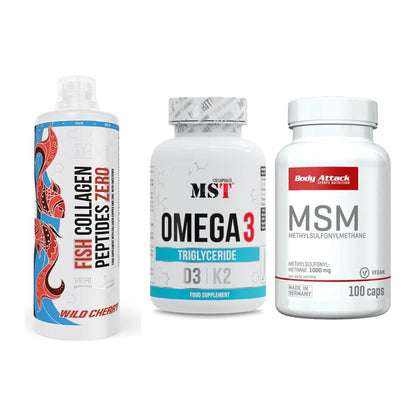 Gelenk-Set: MST Fish Collagen + MST Omega 3 500 + Body Attack MSM – alle enthaltenen Artikel