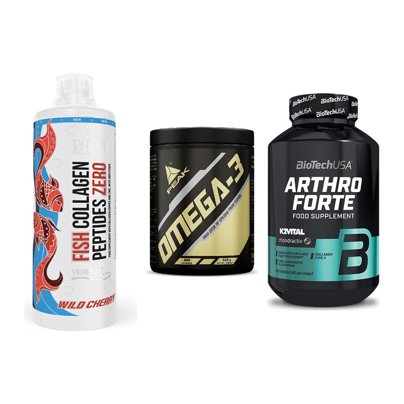 Gelenk-Set: MST Fish Collagen + Peak Omega-3 + BioTech Arthro – alle enthaltenen Artikel