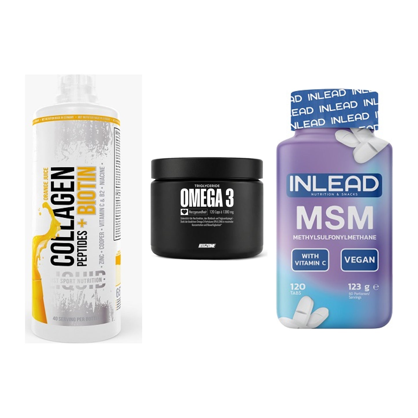 Gelenk-Set: MST Collagen + Big Zone Omega 3 + INLEAD MSM – alle enthaltenen Artikel