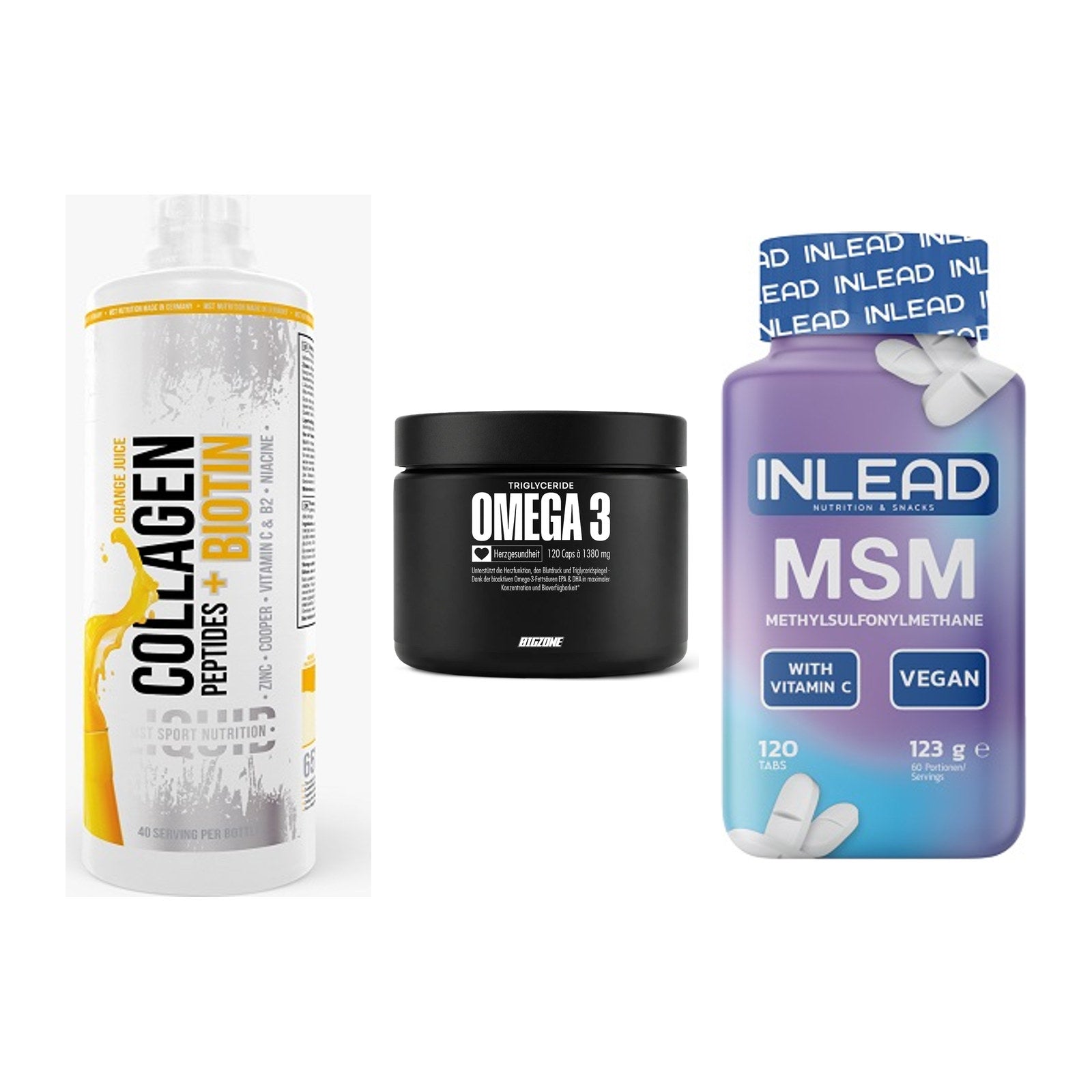 Gelenk-Set: MST Collagen + Big Zone Omega 3 + INLEAD MSM – alle enthaltenen Artikel