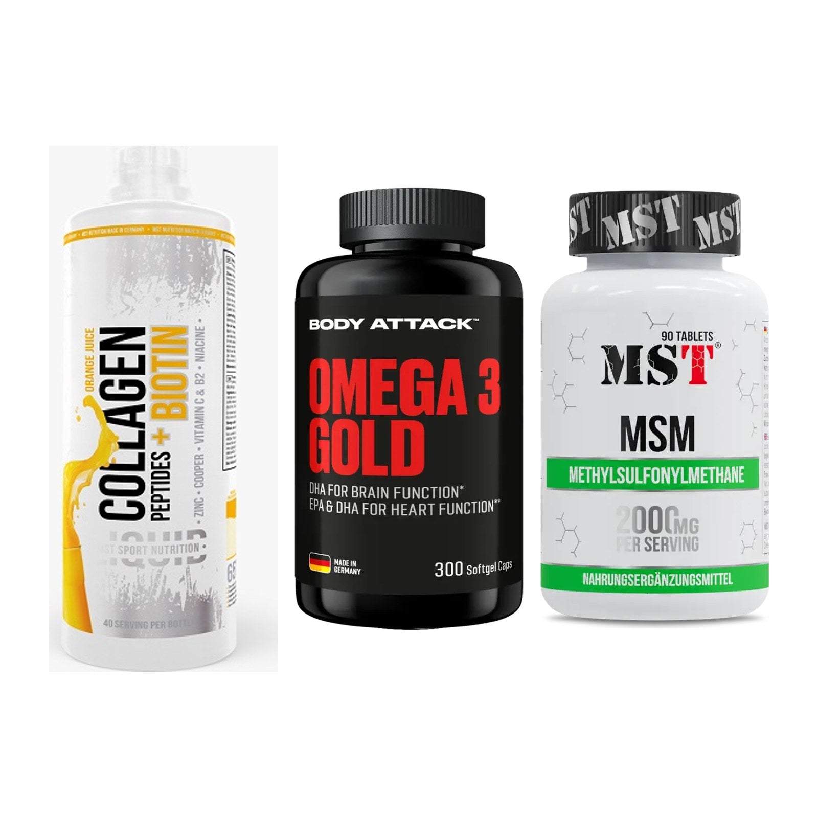 Gelenk-Set: MST Collagen + Body Attack Omega + MST MSM 2000 / – alle enthaltenen Artikel