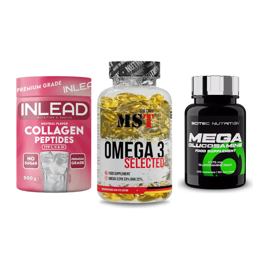 Gelenk-Set: INLEAD Collagen + MST Omega 3 + Scitec Mega – alle enthaltenen Artikel