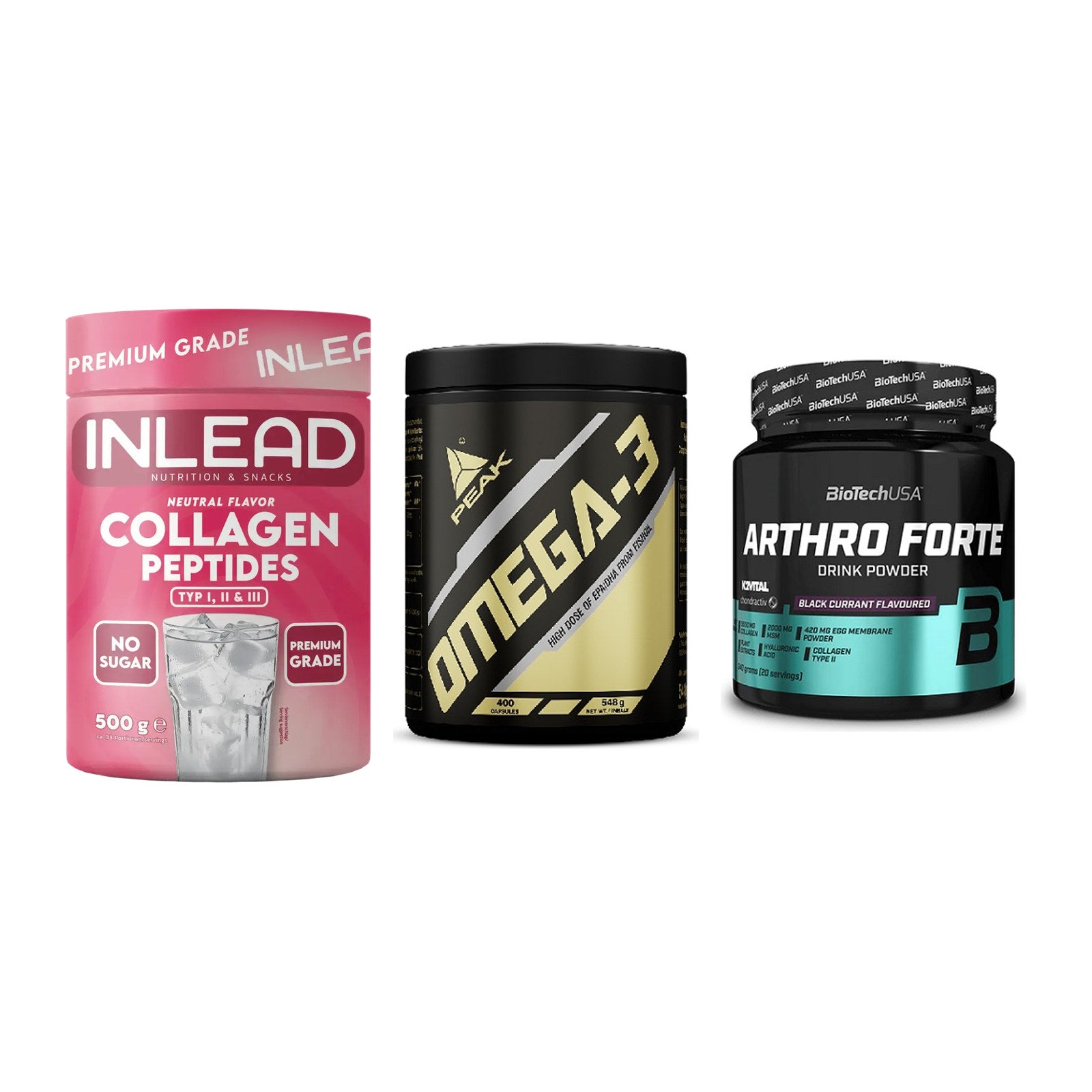 Gelenk-Set: INLEAD Collagen + Peak Omega-3 + BioTech Arthro – alle enthaltenen Artikel