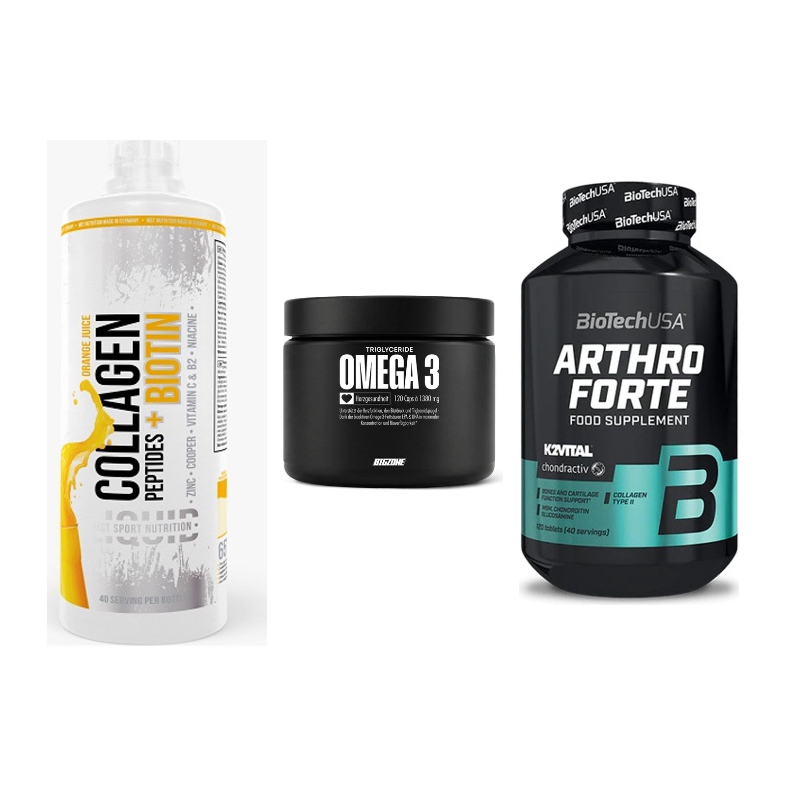 Gelenk-Set: MST Collagen + Big Zone Omega 3 + BioTech Arthro – alle enthaltenen Artikel