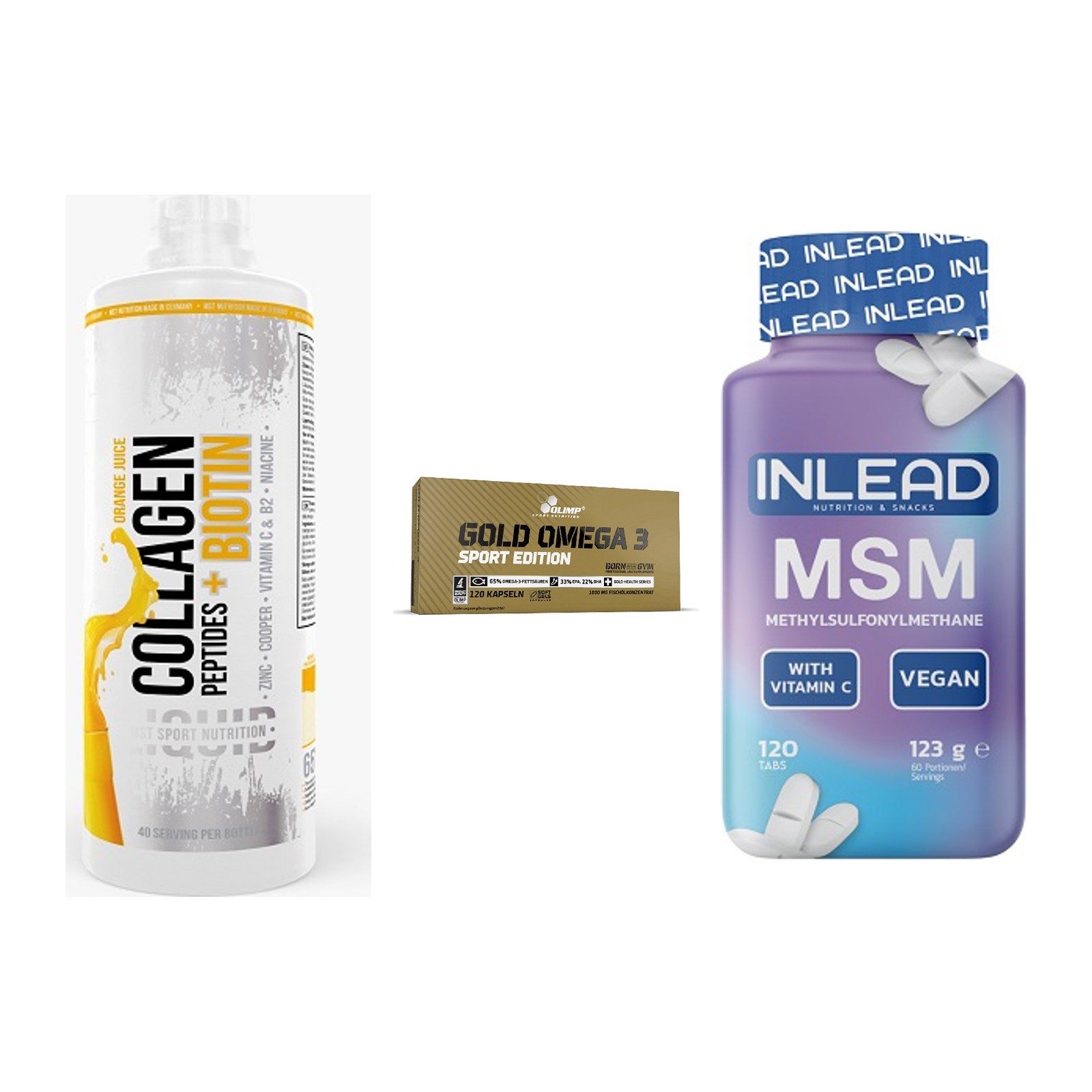 Gelenk-Set: MST Collagen + Olimp Omega 3 + INLEAD MSM – alle enthaltenen Artikel