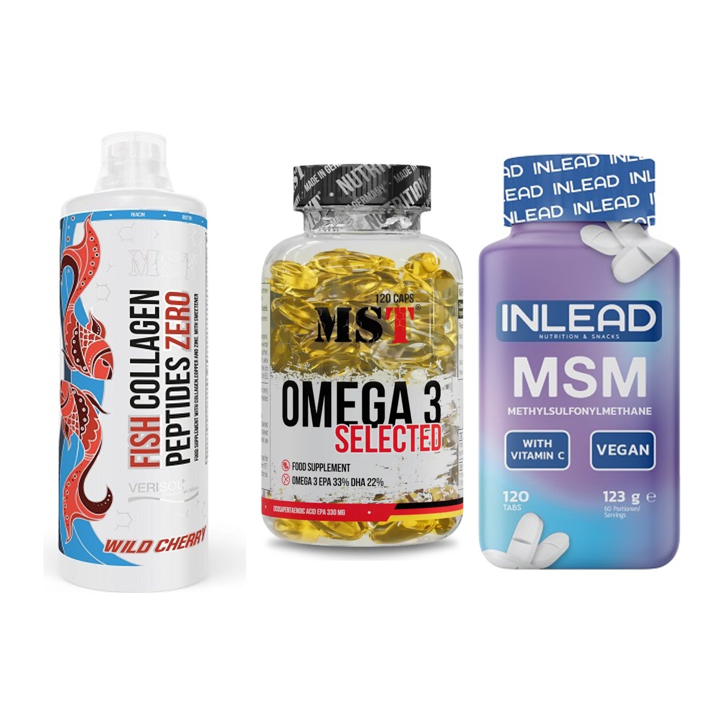 Gelenk-Set: MST Fish Collagen + MST Omega 3 + INLEAD MSM – alle enthaltenen Artikel