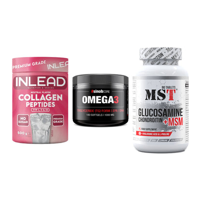 Gelenk-Set: INLEAD Collagen + Sinob Omega 3 180 + MST Glucosamine – alle enthaltenen Artikel