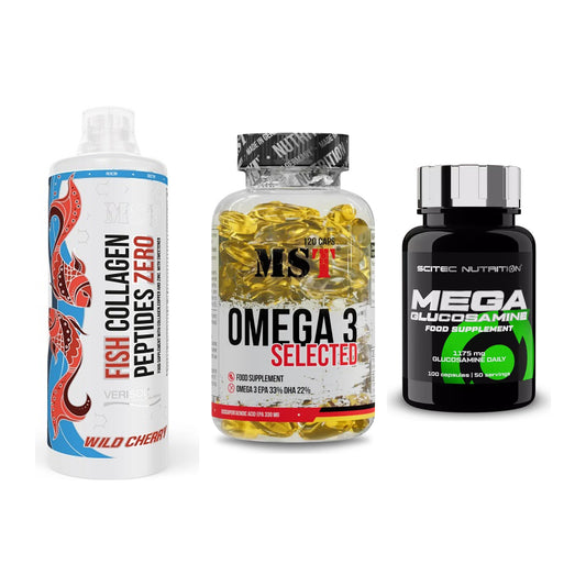 Gelenk-Set: MST Fish Collagen + MST Omega 3 + Scitec Mega – alle enthaltenen Artikel