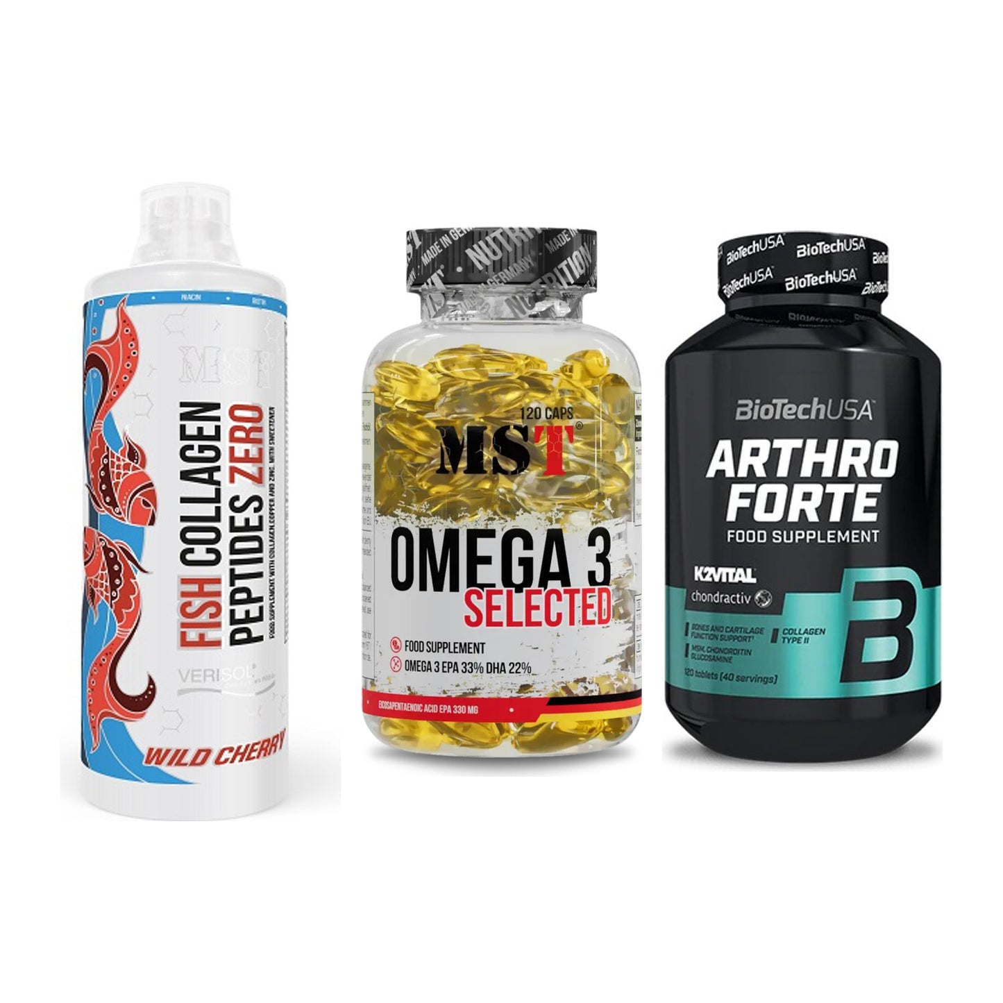 Gelenk-Set: MST Fish Collagen + MST Omega 3 + BioTech Arthro – alle enthaltenen Artikel