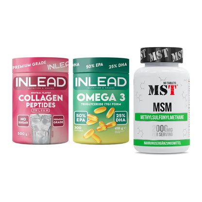 Gelenk-Set: INLEAD Collagen + INLEAD Omega-3 + MST MSM 2000 / – alle enthaltenen Artikel