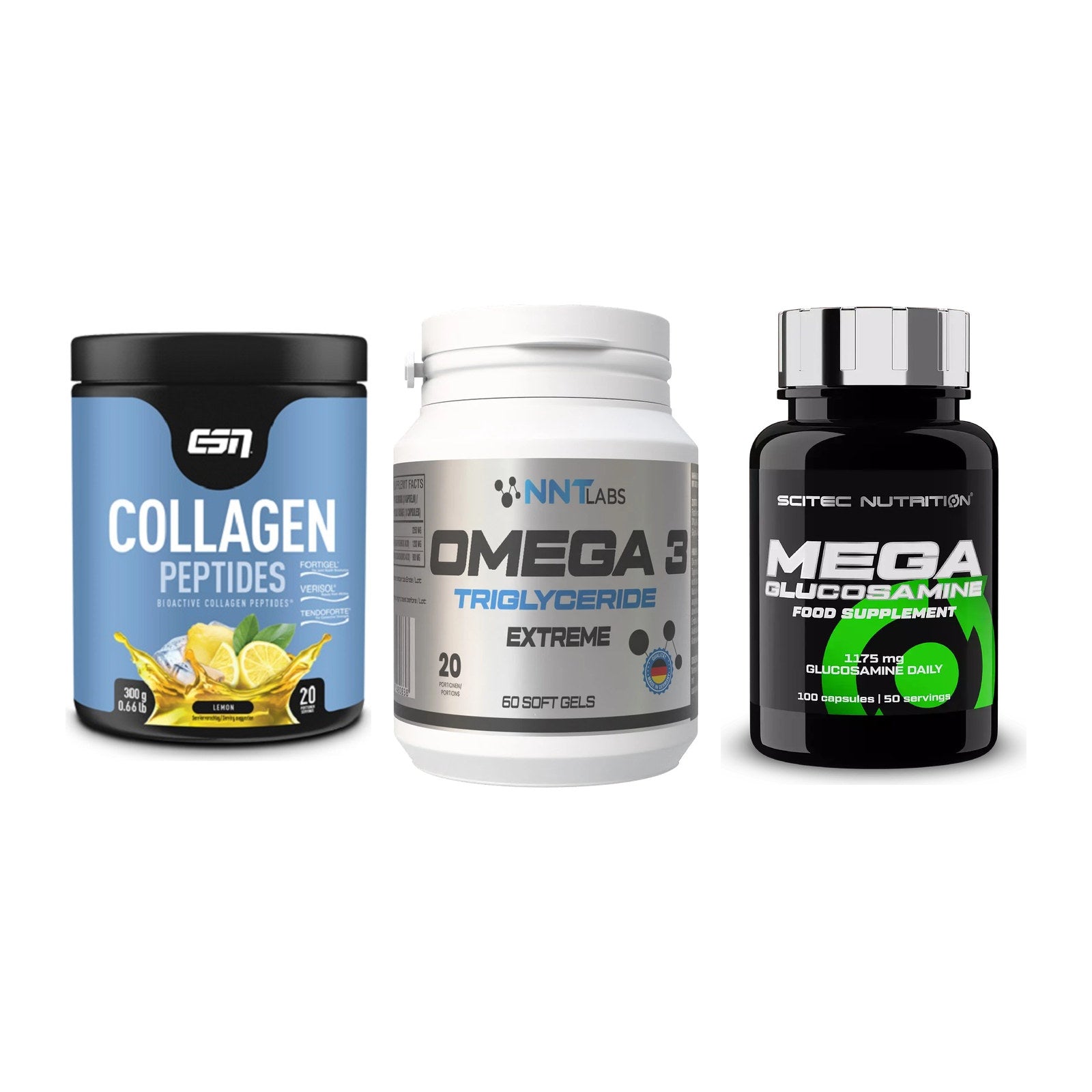 Gelenk-Set: ESN Collagen + NNT Omega 3 + Scitec Mega – alle enthaltenen Artikel