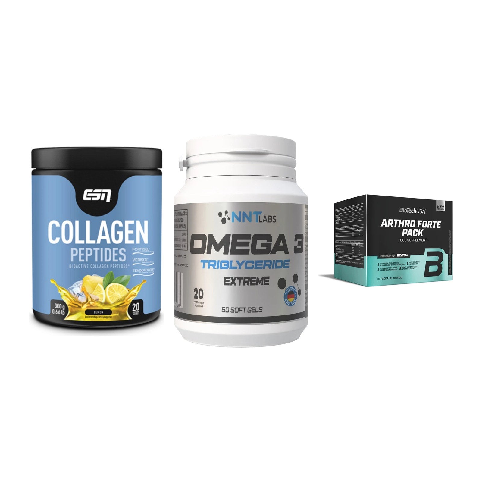 Gelenk-Set: ESN Collagen + NNT Omega 3 + BioTech Arthro – alle enthaltenen Artikel