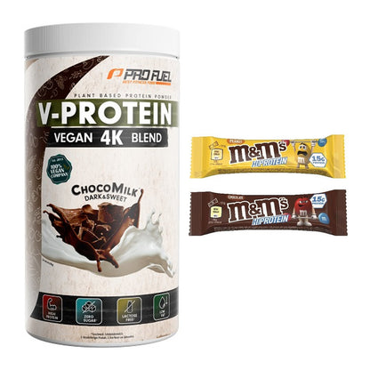 Erdnuss Geschmacks-Duo: ProFuel V-PROTEIN + 2× M&M Protein Bar – alle enthaltenen Artikel