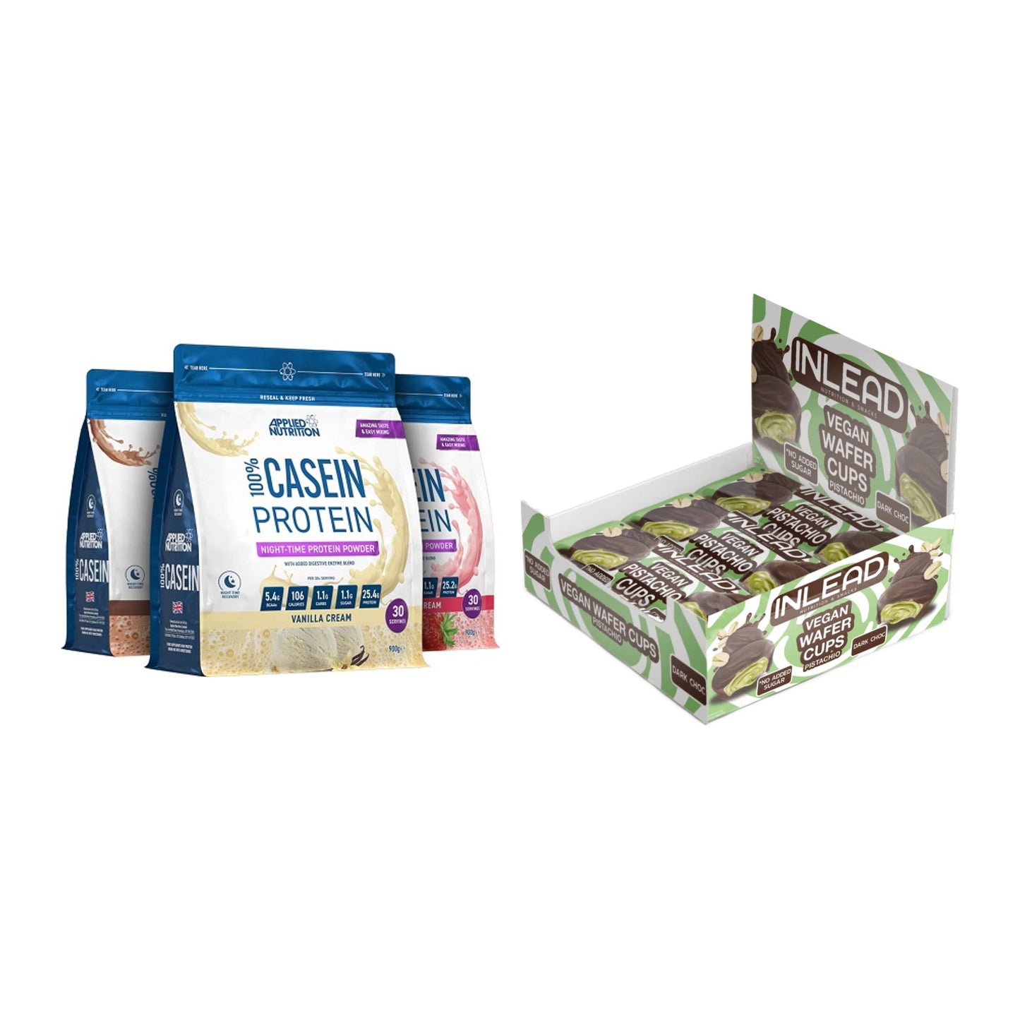 Schokolade Geschmacks-Duo: Applied Nutrition + 2× INLEAD Wafer Cups – alle enthaltenen Artikel