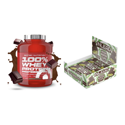 Schokolade Geschmacks-Duo: Scitec 100% Whey + 2× INLEAD Wafer Cups – alle enthaltenen Artikel
