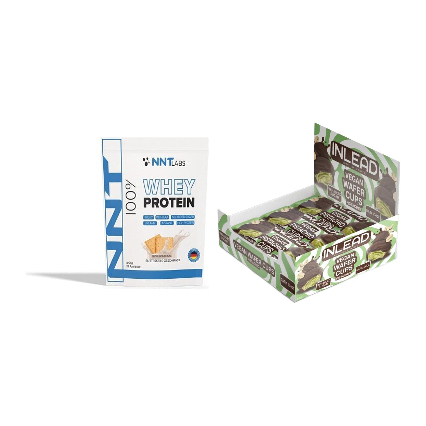 Schokolade Geschmacks-Duo: NNT Whey + 2× INLEAD Wafer Cups – alle enthaltenen Artikel