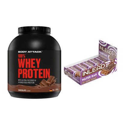 Schokolade Geschmacks-Duo: Body Attack 100% + 2× INLEAD Wafer Bar – alle enthaltenen Artikel