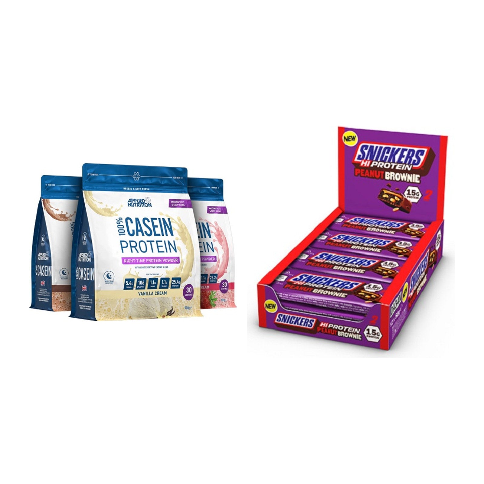 Schokolade Geschmacks-Duo: Applied Nutrition + 2× Snickers High – alle enthaltenen Artikel