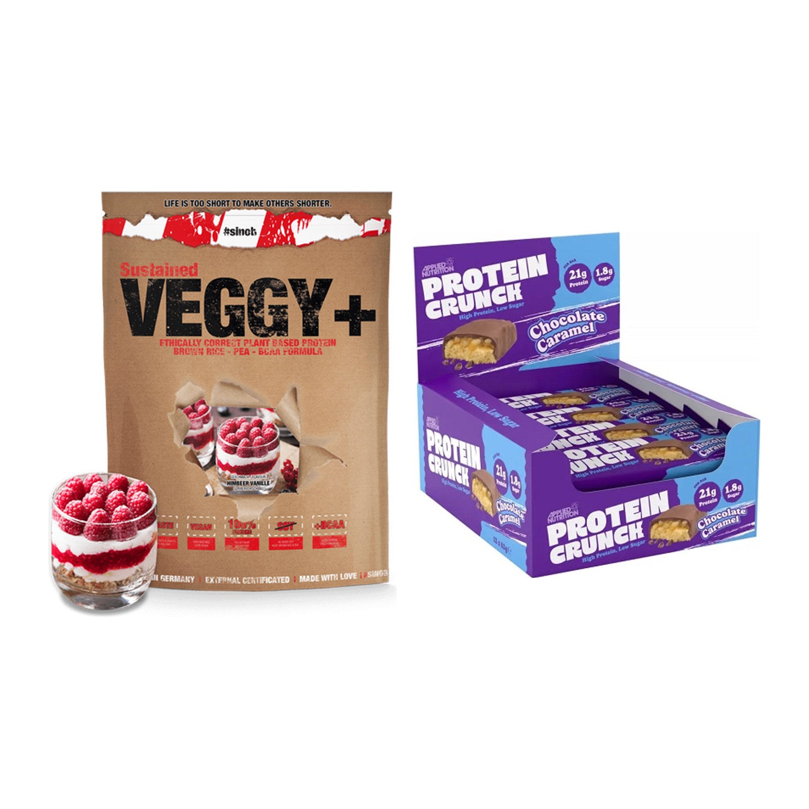 Schokolade Geschmacks-Duo: Sinob VEGGY + VEGAN + 2× Applied Protein – alle enthaltenen Artikel