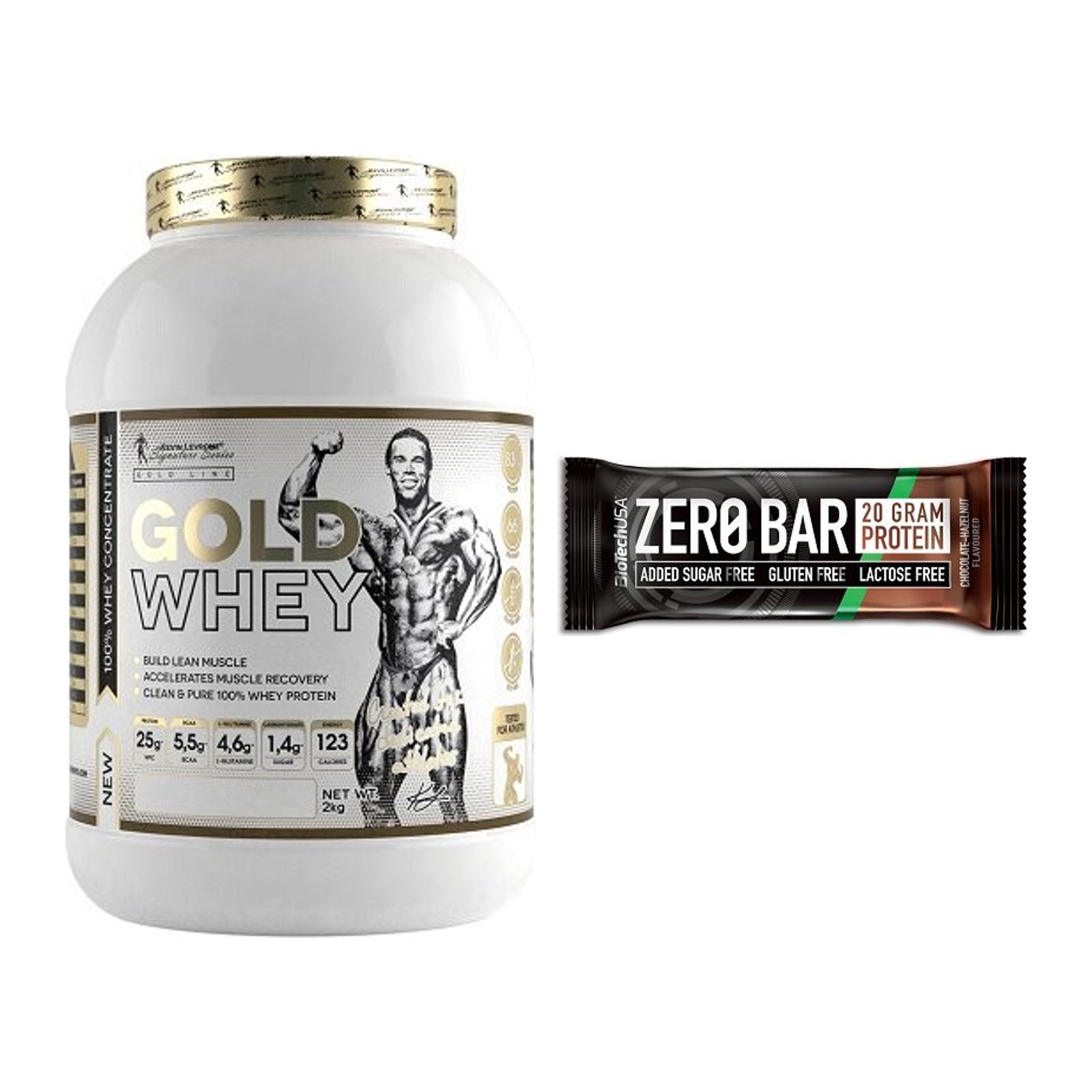 Schokolade Geschmacks-Duo: Kevin Levrone Gold + 2× BioTech Zero Bar – alle enthaltenen Artikel