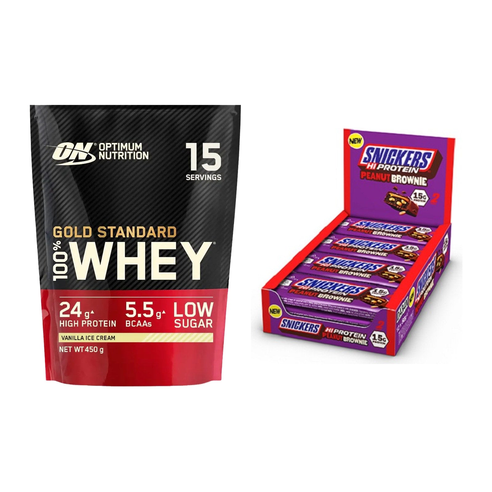 Schokolade Geschmacks-Duo: ON Whey Gold + 2× Snickers High – alle enthaltenen Artikel
