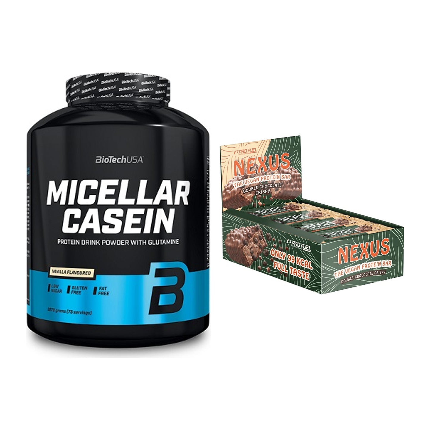 Schokolade Geschmacks-Duo: BioTech Micellar + 2× ProFuel Nexus – alle enthaltenen Artikel