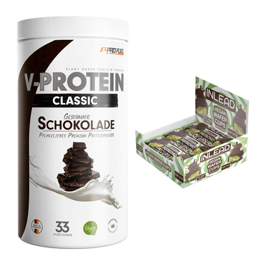 Schokolade Geschmacks-Duo: ProFuel VEGAN + 2× INLEAD Wafer Cups – alle enthaltenen Artikel