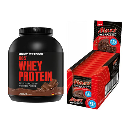 Schokolade Geschmacks-Duo: Body Attack 100% + 2× Mars High Protein – alle enthaltenen Artikel