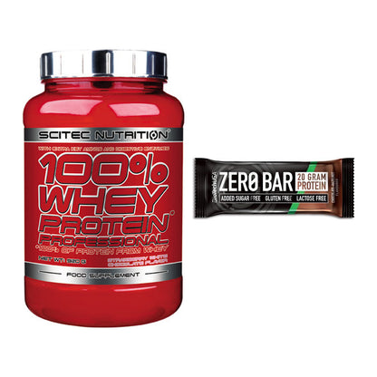 Schokolade Geschmacks-Duo: Scitec 100% Whey + 2× BioTech Zero Bar – alle enthaltenen Artikel