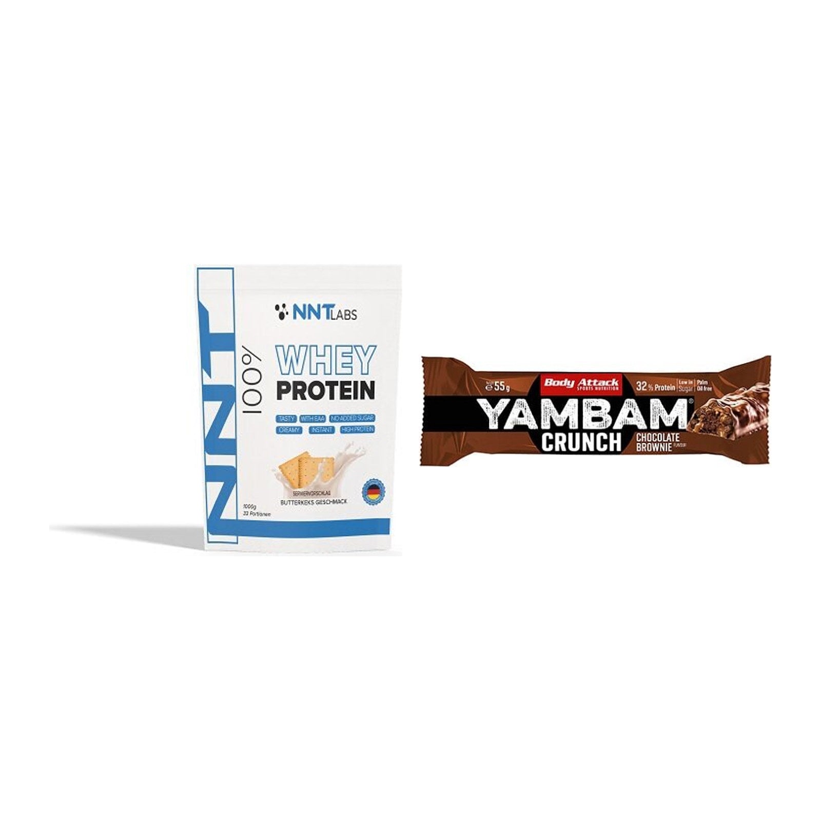 Schokolade Geschmacks-Duo: NNT Whey + 2× Body Attack YAMBAM – alle enthaltenen Artikel