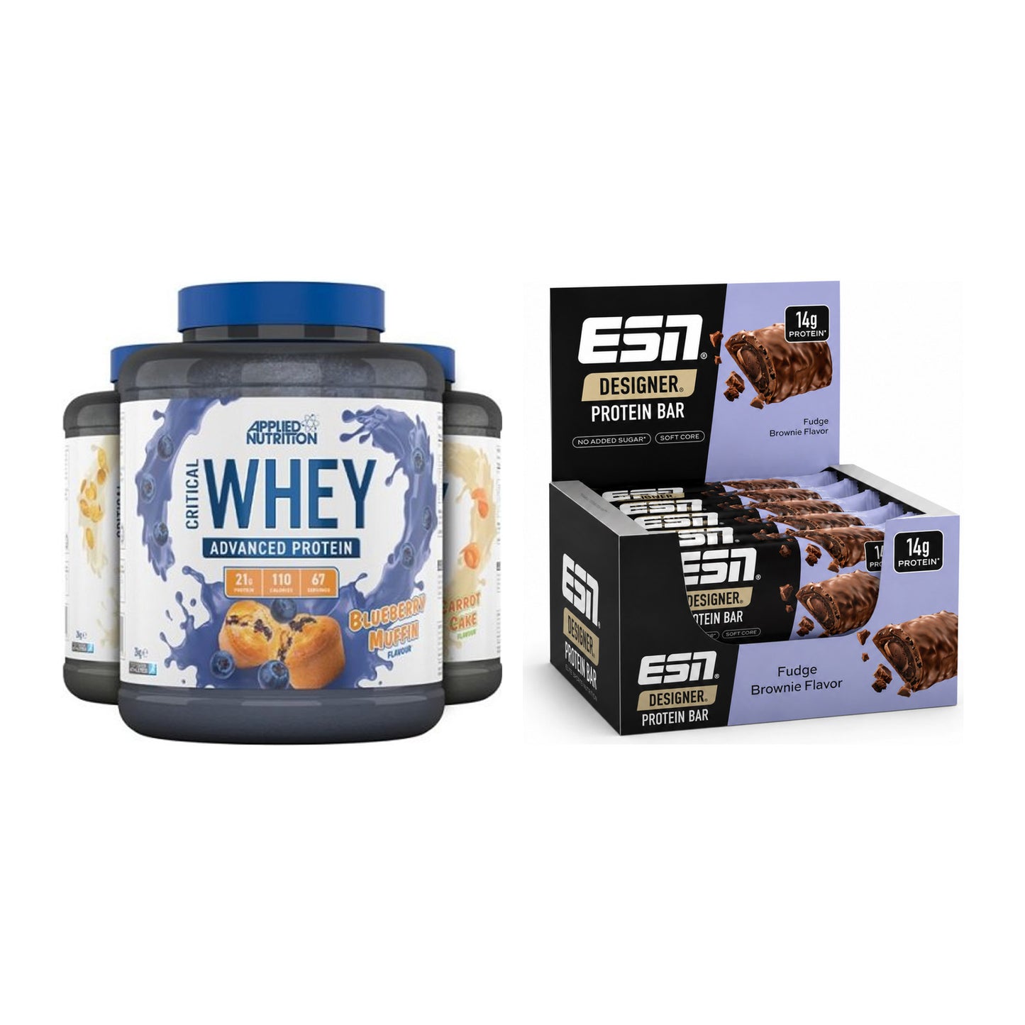 Schokolade Geschmacks-Duo: Applied Nutrition + 2× ESN Designer Bar – alle enthaltenen Artikel