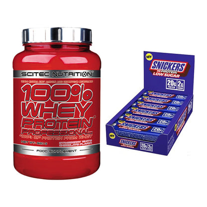 Schokolade Geschmacks-Duo: Scitec 100% Whey + 2× Snickers LOW SUGAR – alle enthaltenen Artikel