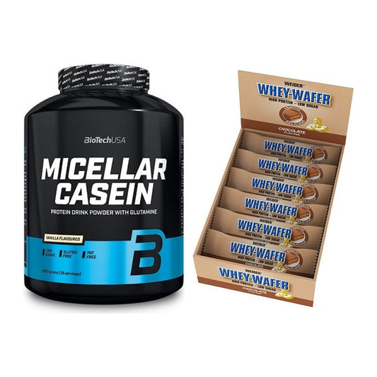 Schokolade Geschmacks-Duo: BioTech Micellar + 2× Weider Whey Wafer – alle enthaltenen Artikel