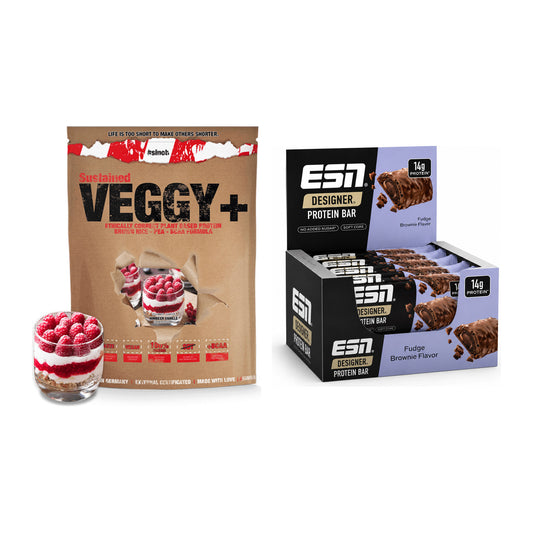 Schokolade Geschmacks-Duo: Sinob VEGGY + VEGAN + 2× ESN Designer Bar – alle enthaltenen Artikel