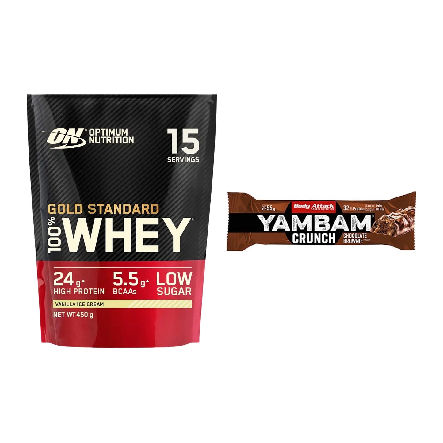 Schokolade Geschmacks-Duo: ON Whey Gold + 2× Body Attack YAMBAM – alle enthaltenen Artikel