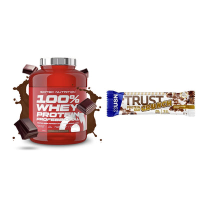 Schokolade Geschmacks-Duo: Scitec 100% Whey + 2× USN TRUST Crunch – alle enthaltenen Artikel