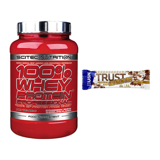 Schokolade Geschmacks-Duo: Scitec 100% Whey + 2× USN TRUST Crunch – alle enthaltenen Artikel