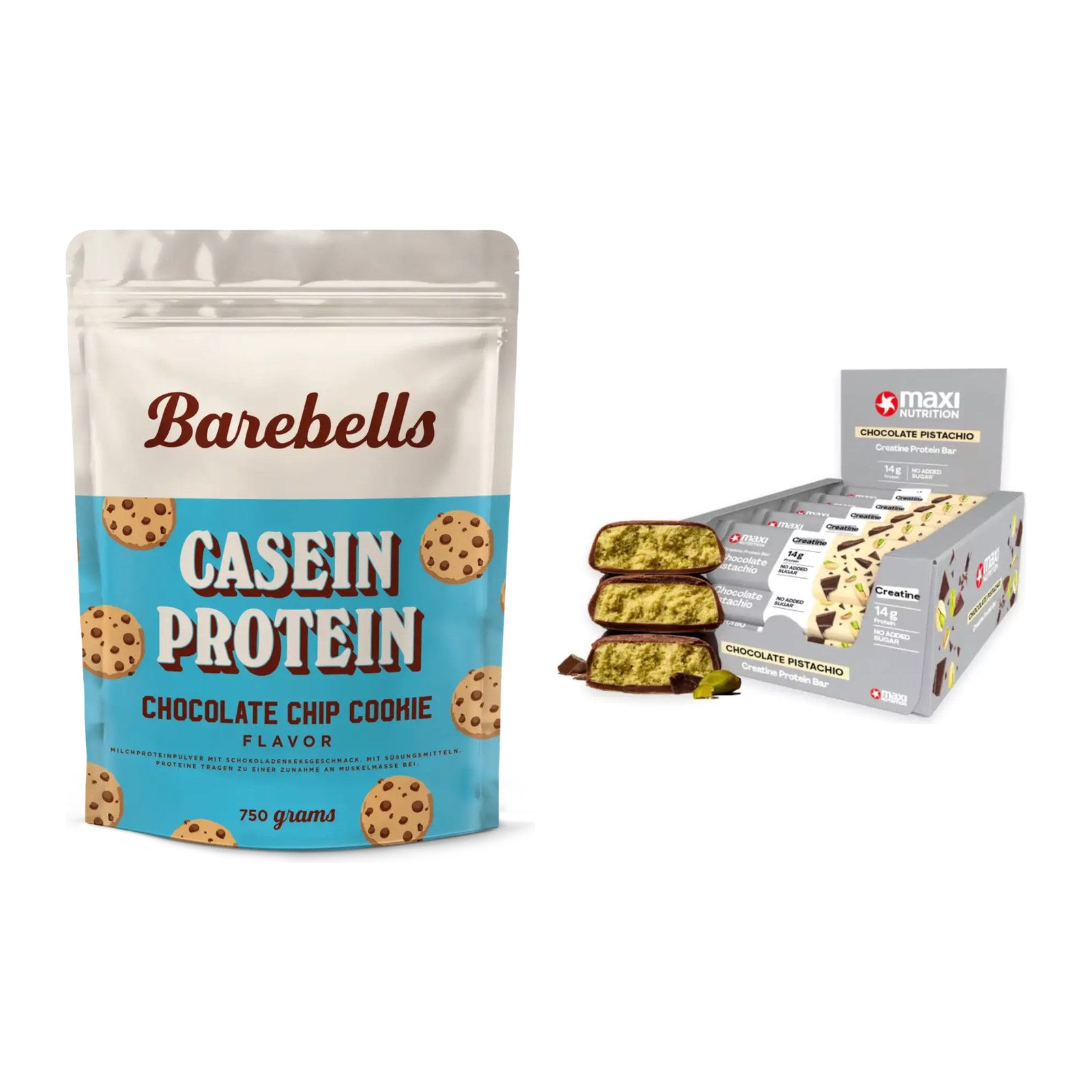 Schokolade Geschmacks-Duo: Barebells Casein + 2× MaxiNutrition – alle enthaltenen Artikel