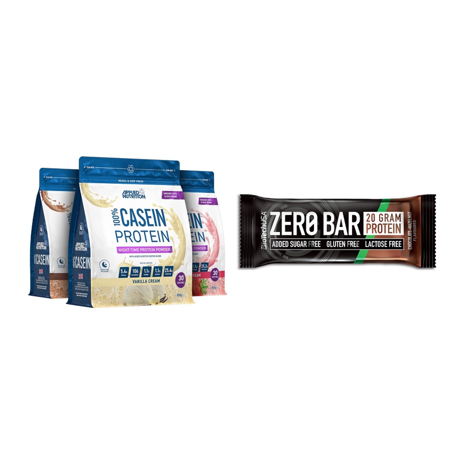 Schokolade Geschmacks-Duo: Applied Nutrition + 2× BioTech Zero Bar – alle enthaltenen Artikel