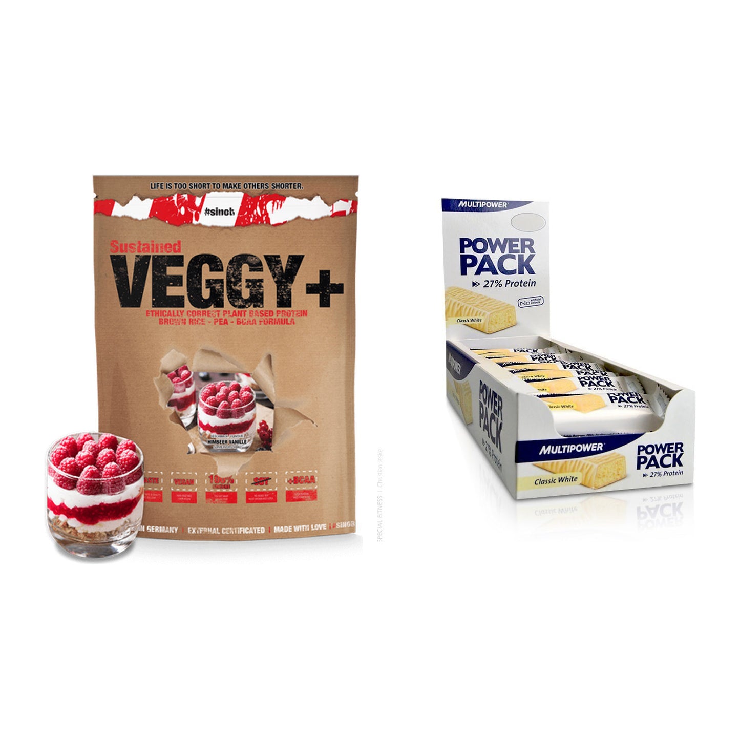 Schokolade Geschmacks-Duo: Sinob VEGGY + VEGAN + 2× Multipower Power – alle enthaltenen Artikel