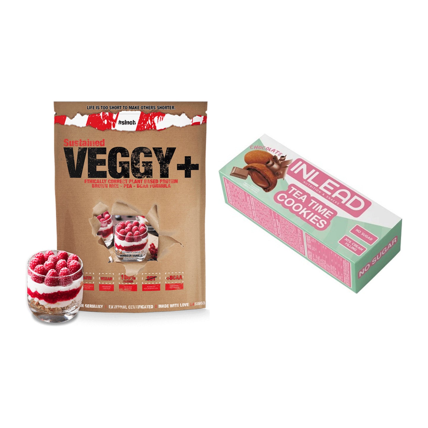 Schokolade Geschmacks-Duo: Sinob VEGGY + VEGAN + 2× INLEAD Tea Time – alle enthaltenen Artikel