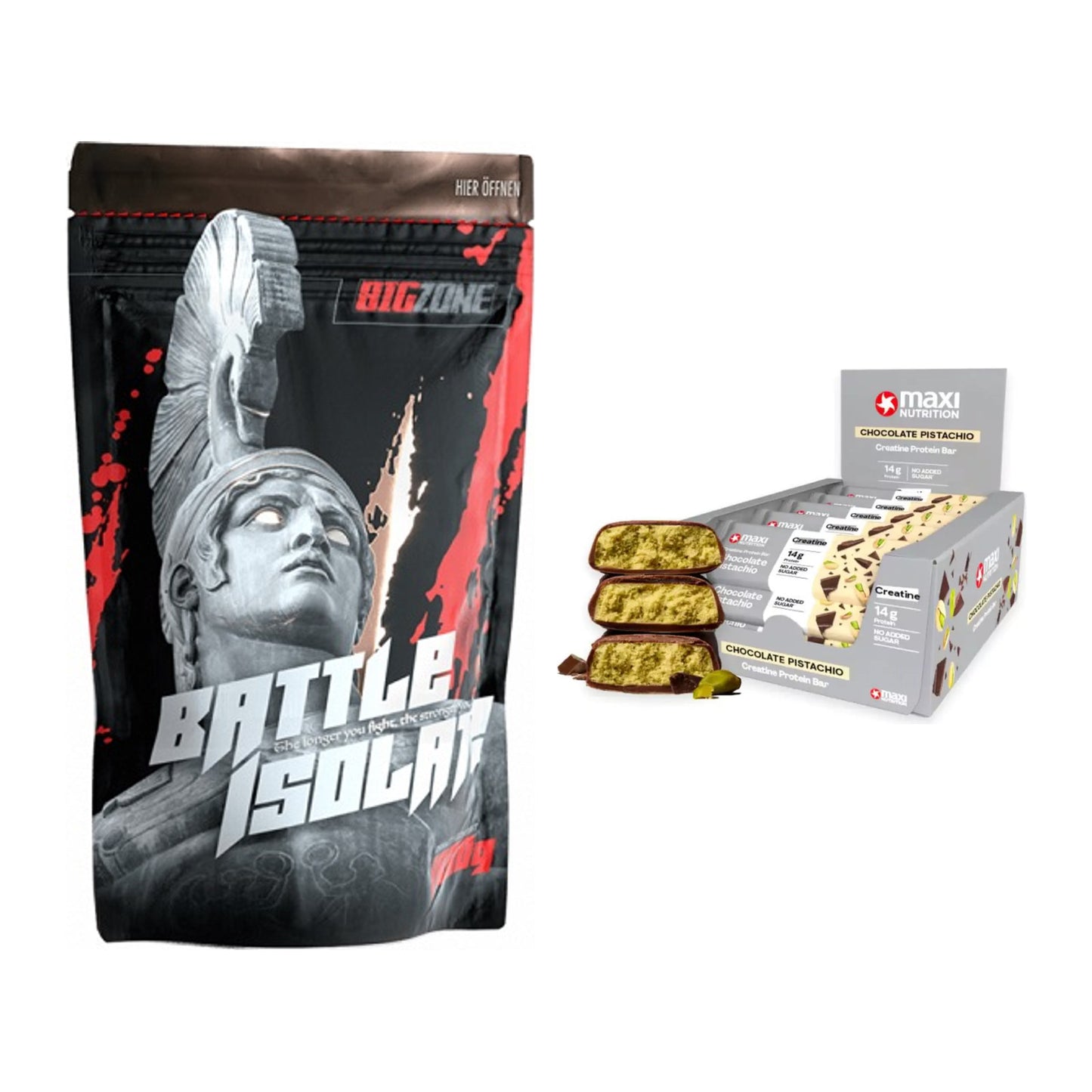Schokolade Geschmacks-Duo: Big Zone Battle + 2× MaxiNutrition – alle enthaltenen Artikel