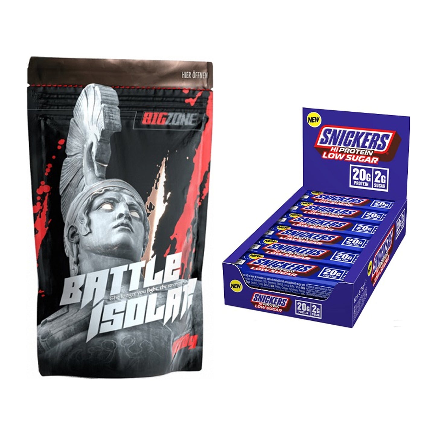 Schokolade Geschmacks-Duo: Big Zone Battle + 2× Snickers LOW SUGAR – alle enthaltenen Artikel