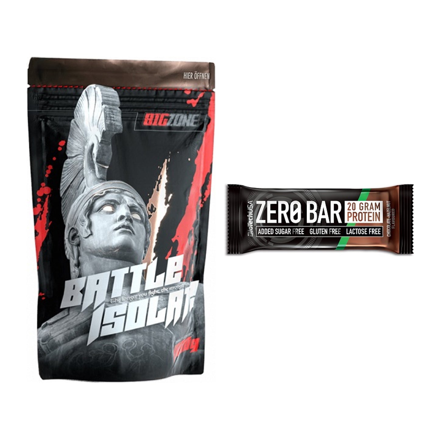 Schokolade Geschmacks-Duo: Big Zone Battle + 2× BioTech Zero Bar – alle enthaltenen Artikel