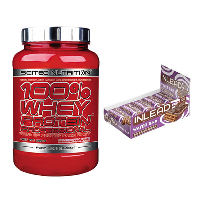 Schokolade Geschmacks-Duo: Scitec 100% Whey + 2× INLEAD Wafer Bar – alle enthaltenen Artikel