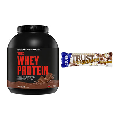 Schokolade Geschmacks-Duo: Body Attack 100% + 2× USN TRUST Crunch – alle enthaltenen Artikel