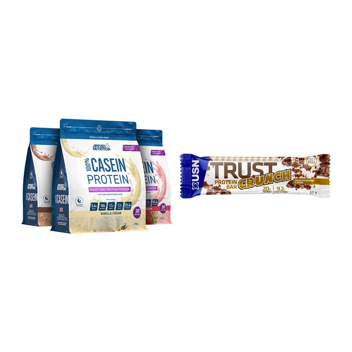 Schokolade Geschmacks-Duo: Applied Nutrition + 2× USN TRUST Crunch – alle enthaltenen Artikel