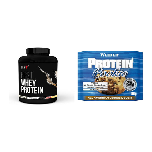 Keks Geschmacks-Duo: MST Best Whey Protein + 2× Weider Protein Cookie – alle enthaltenen Artikel