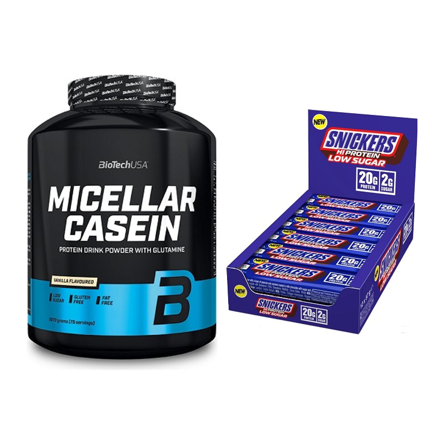 Schokolade Geschmacks-Duo: BioTech Micellar + 2× Snickers LOW SUGAR – alle enthaltenen Artikel