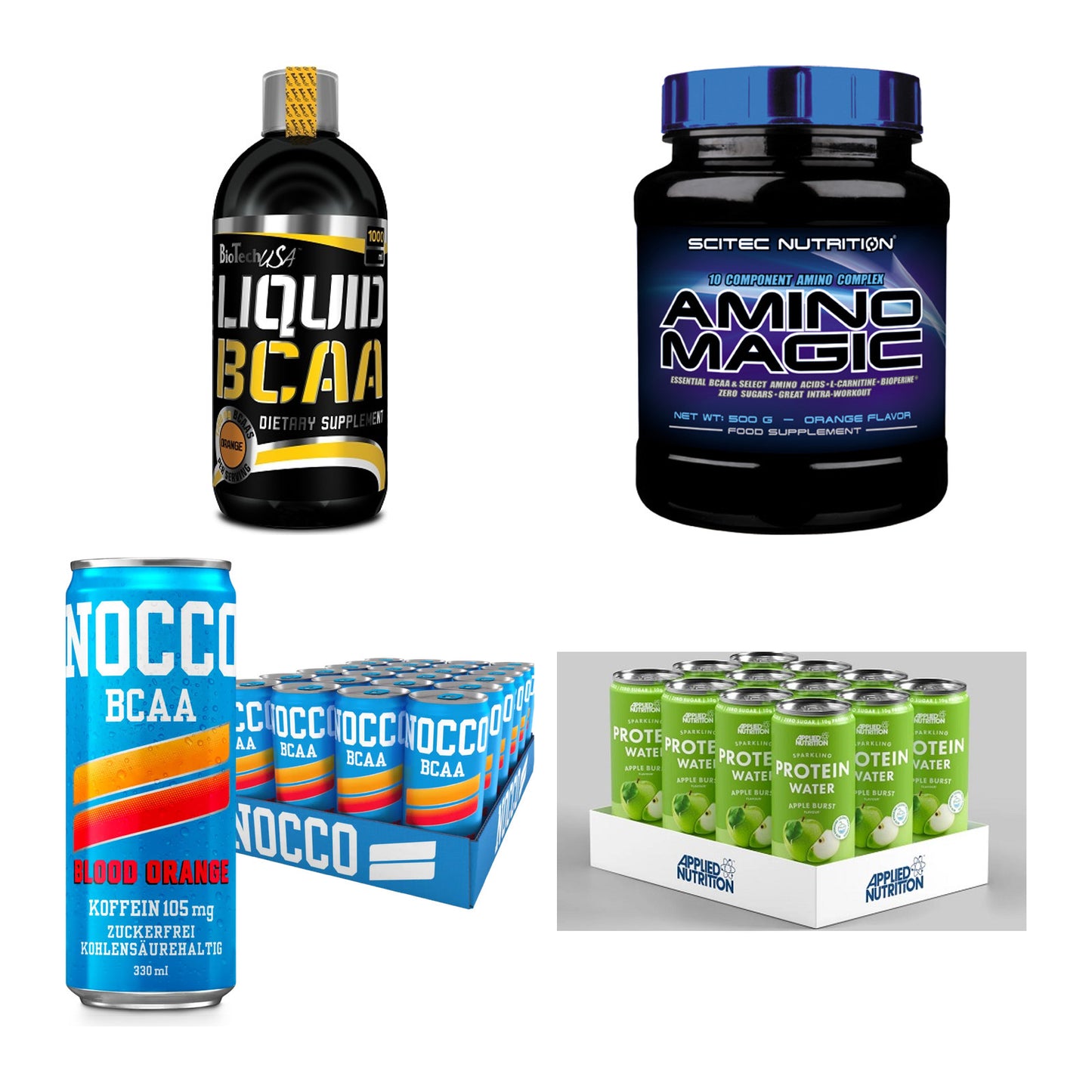 Orange Sorten-Großset: BioTech Liquid + Scitec Amino + 2 weitere – alle enthaltenen Artikel